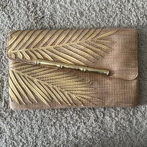 Tropical Palm Leaf Lilly Pulitzer Clutch with Gold Bamboo Accent